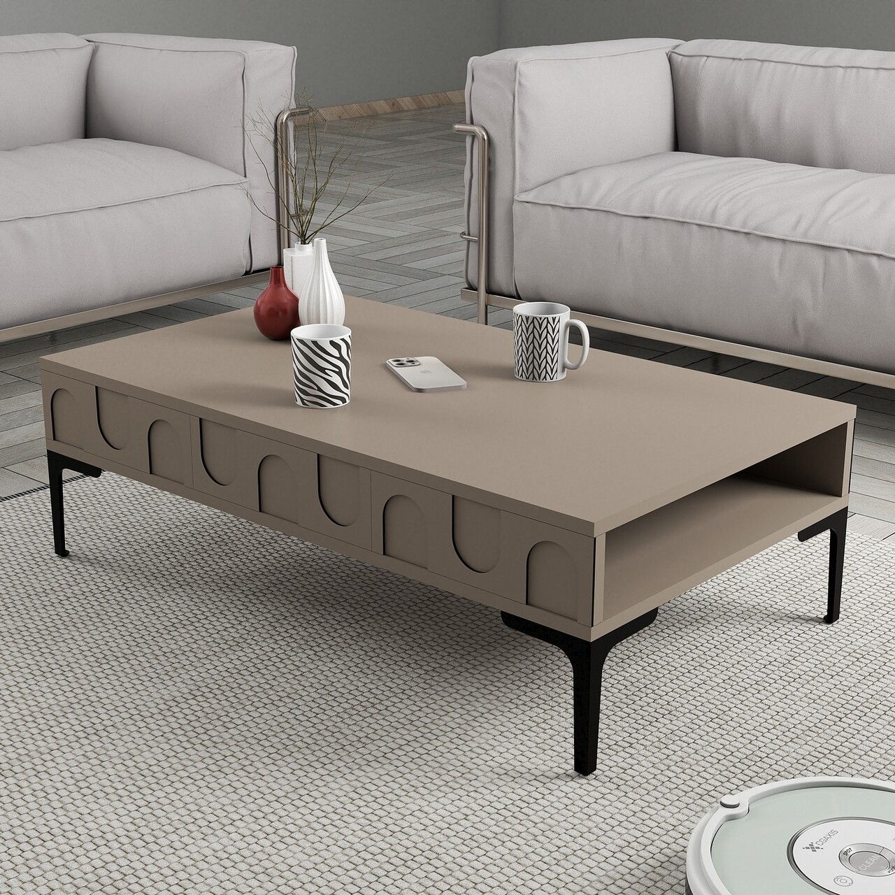 Masuta de cafea, Hanah Home, Lyon 32, 105x32.6x60 cm, Atlas / Negru - imagine 5